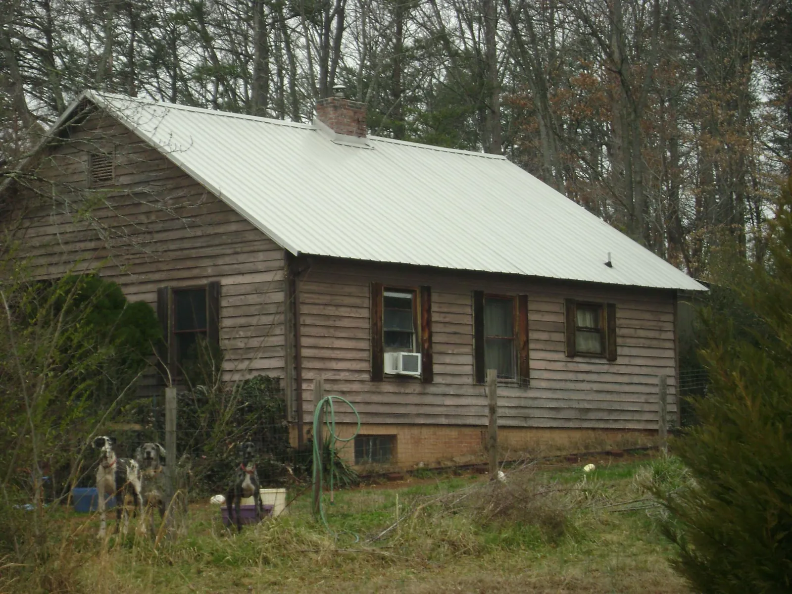White metal roof on an old wood sided farmhouse, from a Asphalt Shingle Roof Repair job in Darien